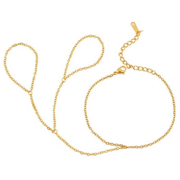 18k Gold Plated O-chain Finger Linked Bracelet - Picture 2 of 4